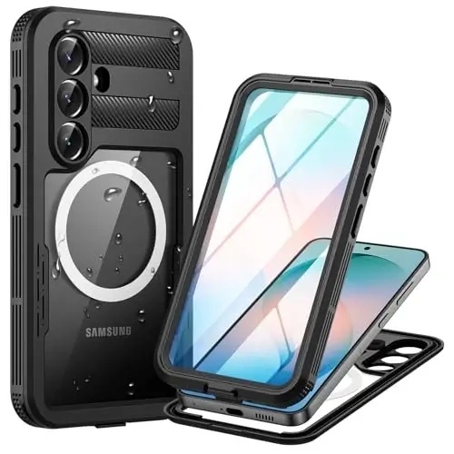 Lanhiem Magnetic for iPhone 16 Case, [2 Pack Tempered Glass Screen Protector][Compatible with MagSafe][10 FT Military Grade Shockproof] Heavy Duty Tough Rugged Phone Cover for iPhone 16 (6.1