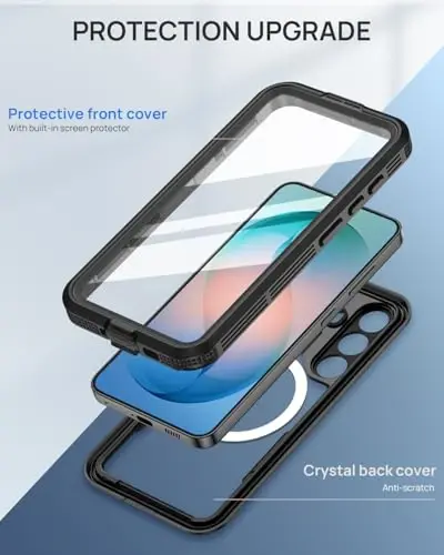 Lanhiem Magnetic for iPhone 16 Case, [2 Pack Tempered Glass Screen Protector][Compatible with MagSafe][10 FT Military Grade Shockproof] Heavy Duty Tough Rugged Phone Cover for iPhone 16 (6.1