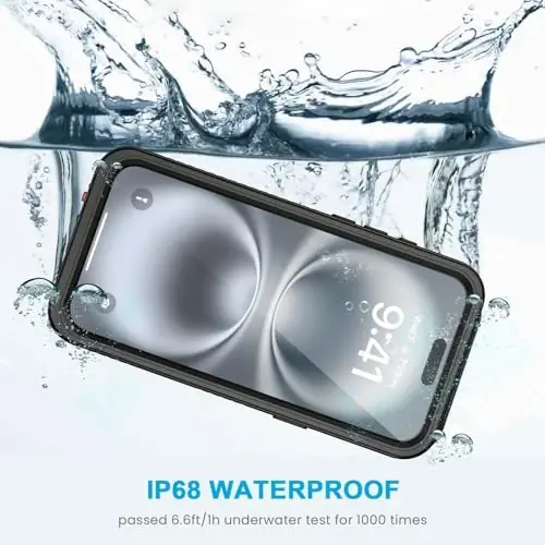 Lanhiem for iPhone 16 Plus Case, IP68 Waterproof Dustproof Shockproof Cases with Built-in Screen Protector, 360 Full Body Heavy Duty Rugged Phone Cover for iPhone 16 Plus - 6.7 inch (Black/Clear) - LANHIEM (1)