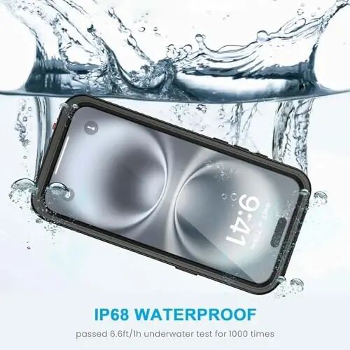 Lanhiem for iPhone 16 Plus Case, IP68 Waterproof Dustproof Shockproof Cases with Built-in Screen Protector, 360 Full Body Heavy Duty Rugged Phone Cover for iPhone 16 Plus - 6.7 inch (Black/Clear) - 2