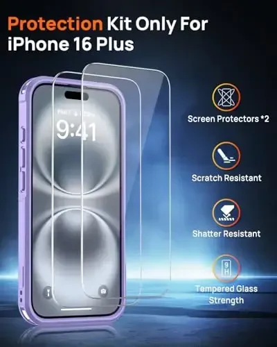 Lanhiem Magnetic for iPhone 16 Plus Case, [2 Pack Tempered Glass Screen Protector][Compatible with MagSafe][10 FT Military Shockproof] Heavy Duty Tough Rugged Cover for iPhone 16 Plus (6.7