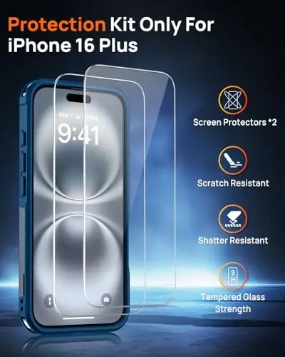 Lanhiem Magnetic for iPhone 16 Plus Case, [2 Pack Tempered Glass Screen Protector][Compatible with MagSafe][10 FT Military Shockproof] Heavy Duty Rugged Cover for iPhone 16 Plus (6.7