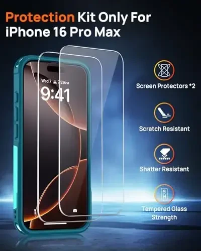 Lanhiem for iPhone 16 Pro Max Case Magnetic, [2 Pack Tempered Glass Screen Protector][Compatible with MagSafe][Military Grade Shockproof] Heavy Duty Cover for iPhone 16 Pro Max (6.9