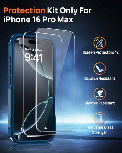 Lanhiem for iPhone 16 Pro Max Case Magnetic, [2 Pack Tempered Glass Screen Protector][Compatible with MagSafe][Military Grade Shockproof] Heavy Duty Cover for iPhone 16 Pro Max (6.9