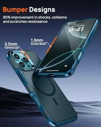 Lanhiem for iPhone 16 Pro Max Case Magnetic, [2 Pack Tempered Glass Screen Protector][Compatible with MagSafe][Military Grade Shockproof] Heavy Duty Cover for iPhone 16 Pro Max (6.9