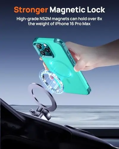 Lanhiem iPhone 16 Pro Max uchun magnitli g'ilof, [2 dona закалённое shisha ekran himoyachisi][MagSafe bilan mos][Harbiy standartga mos zarbga chidamli] iPhone 16 Pro Max uchun kuchli g'ilof (6,9