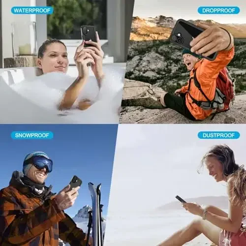 Lanhiem iPhone 16 uchun g'ilof, IP68 suv o'tkazmaydigan chang o'tkazmaydigan zarbga chidamli g'iloflar o'rnatilgan ekran himoyachisi bilan, iPhone 16-6.1 dyuym uchun 360 to'liq himoya qiluvchi og'ir yuk ko'taruvchi mustahkam telefon qopqog'i (shaffof) - 7