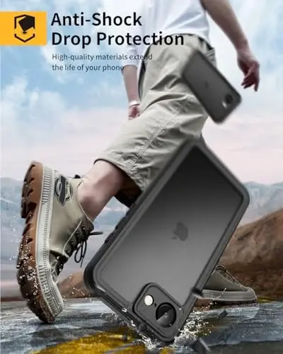 Lanhiem for iPhone 16e Case, IP68 Waterproof Dustproof Shockproof Cases with Built-in Screen Protector, 360 Full Body Protective Heavy Duty Rugged Phone Cover for iPhone 16e 2025 6.1 inch (Black) - 4