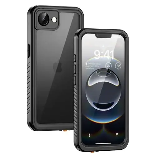 Lanhiem for iPhone 16e Case, IP68 Waterproof Dustproof Shockproof Cases with Built-in Screen Protector, 360 Full Body Protective Heavy Duty Rugged Phone Cover for iPhone 16e 2025 6.1 inch (Black) 