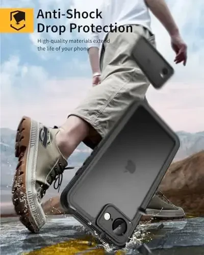 Lanhiem for iPhone 16e Case, IP68 Waterproof Dustproof Shockproof Cases with Built-in Screen Protector, 360 Full Body Protective Heavy Duty Rugged Phone Cover for iPhone 16e 2025 6.1 inch (Black) - 4