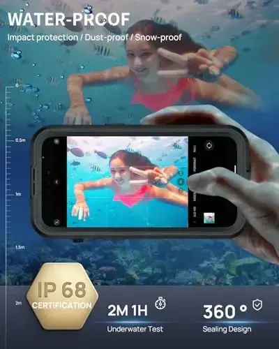 Lanhiem Magnetic для iPhone 15 Pro Max Водонепроницаемый чехол, встроенная защитная пленка для экрана, совместим с MagSafe, полноразмерный чехол для телефона Anti-Spy для iPhone 15 Pro Max 6,7 дюйма, черный - LANHIEM (1)