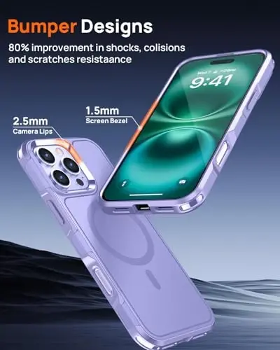 Lanhiem Magnetic для iPhone 16 Pro Case, [2 Pack Tempered Glass Screen Protector][Compatible with MagSafe][Military Grade Shockproof] Heavy Duty Tough Rugged Cover for iPhone 16 Pro (6.3