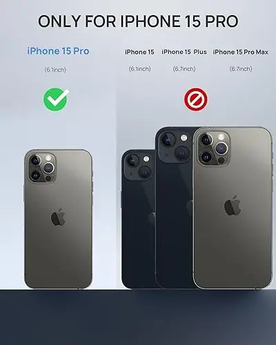 Lanhiem Magnetic for iPhone 15 Pro Case, IP68 Suv o'tkazmaydigan chang o'tkazmaydigan g'ilof, [Magsafe bilan mos] [O'rnatilgan ekran himoyachisi] To'liq korpusli og'ir yuk ko'taradigan telefon qopqog'i 6.1 dyuym, qora - 5