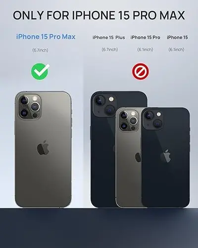 Lanhiem Magnetic iPhone 15 Pro Max uchun g'ilof, IP68 suv o'tkazmaydigan chang o'tkazmaydigan g'ilof, [Magsafe bilan mos keladi] [O'rnatilgan ekran himoyachisi] To'liq korpusli og'ir yuk ko'taruvchi telefon qopqog'i 6,7 dyuym, qora/shaffof - 5
