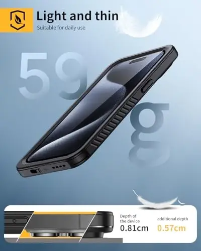 Lanhiem Magnetic for iPhone 15 Pro Max Waterproof Case, Dustproof Case Built-in Screen Protector & Camera Protection, Full Body Heavy Duty MagSafe Clear Phone Cover for 15 Pro Max (Black) - 5