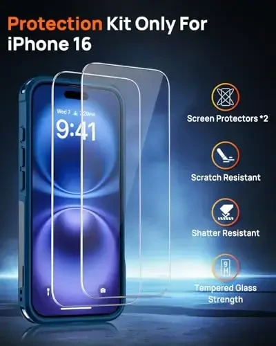 Lanhiem Magnetic for iPhone 16 Case, [2 Pack Tempered Glass Screen Protector][Compatible with MagSafe][10 FT Military Grade Shockproof] Heavy Duty Tough Phone Cover for iPhone 16 (6.1