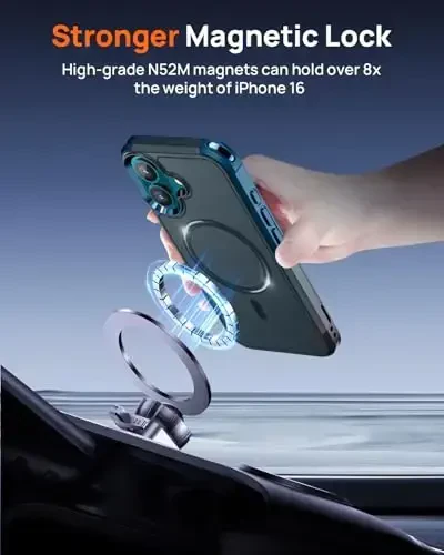 Lanhiem Magnetic for iPhone 16 Case, [2 Pack Tempered Glass Screen Protector][Compatible with MagSafe][10 FT Military Grade Shockproof] Heavy Duty Tough Phone Cover for iPhone 16 (6.1