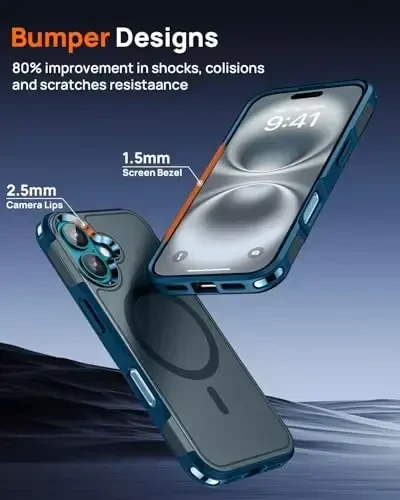 Lanhiem Magnetic for iPhone 16 Plus Case, [2 Pack Tempered Glass Screen Protector][Compatible with MagSafe][10 FT Military Shockproof] Heavy Duty Rugged Cover for iPhone 16 Plus (6.7