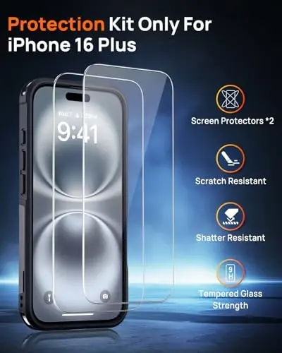 Lanhiem Magnetic for iPhone 16 Plus Case, [2 Pack Tempered Glass Screen Protector][Compatible with MagSafe][10 FT Military Shockproof] Heavy Duty Tough Rugged Cover for iPhone 16 Plus (6.7