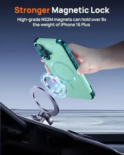 Lanhiem Magnetic for iPhone 16 Plus Case, [2 Pack Tempered Glass Screen Protector][Compatible with MagSafe][10 FT Military Shockproof] Heavy Duty Tough Rugged Cover for iPhone 16 Plus (6.7