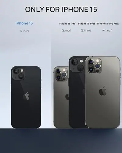 Lanhiem Magnetic iPhone 15 uchun g'ilof, IP68 suv o'tkazmaydigan chang o'tkazmaydigan g'ilof, [Magsafe bilan mos] [O'rnatilgan ekran himoyachisi] To'liq korpusli og'ir yuk ko'taruvchi telefon qopqog'i 6,1 dyuym, qora/shaffof - 5