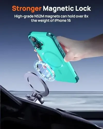 Lanhiem Magnetic iPhone 16 Case uchun, [2 ta закалённое стекло ekran himoyachisi] [MagSafe bilan mos] [10 FT harbiy darajadagi zarba o'tkazmaydigan] iPhone 16 uchun og'ir vaznli telefon qopqog'i (6.1