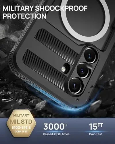 Lanhiem Magnetic iPhone 16 uchun g‘ilof, [2 ta закалённое стекло экран ҳимоячиси] [MagSafe bilan mos] [10 FT harbiy darajadagi zarbga chidamli] iPhone 16 uchun og‘ir yukga bardoshli mustahkam telefon qopqog‘i (6.1