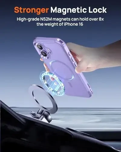 Lanhiem Magnetic iPhone 16 uchun g‘ilof, [2 ta закаленное stikli ekran himoyachisi][MagSafe bilan mos][10 FT harbiy darajadagi zarba o‘tkazmaydigan] iPhone 16 uchun bardoshli telefon qopqog‘i (6.1