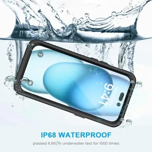 Lanhiem Magnetic for iPhone 15 Case, Waterproof Dustproof Cover [Built in Screen Protector] [Compatible with MagSafe], Full Body Heavy Duty Protective Phone Case for iPhone 15-6.1”(Black) - 2