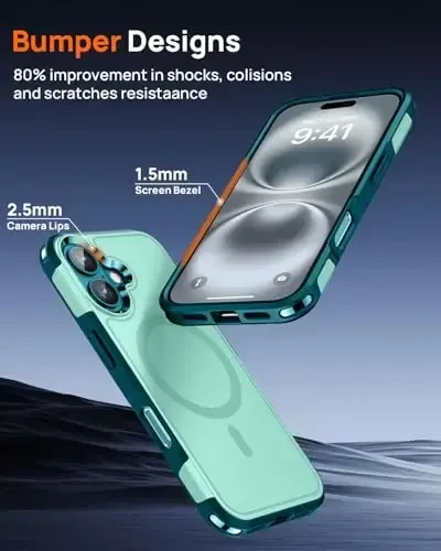 Lanhiem Magnetic for iPhone 16 Plus Case, [2 Pack Tempered Glass Screen Protector][Compatible with MagSafe][10 FT Military Shockproof] Heavy Duty Tough Rugged Cover for iPhone 16 Plus (6.7