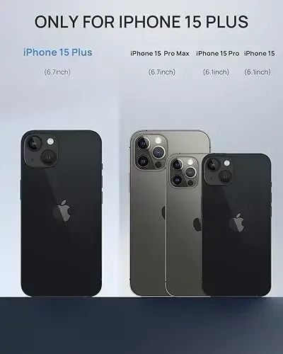 Lanhiemning iPhone 15 Plus uchun magnit qopqog‘i, IP68 suvga va changga chidamli qopqoq, [Magsafe bilan mos] [O‘rnatilgan ekran himoyachisi] To‘liq tanali bardoshli va mustahkam telefon qopqog‘i 6,7 dyuym, Ko‘k/Shaffof - 1