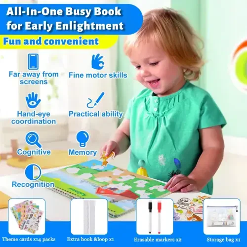 LANNEY Montessori Busy Book for Toddlers, Preschool Learning Activities 28 Themes Toddler Activity Book Educational Early Learning Toys Birthdays Gifts for Boys and Girls - 4