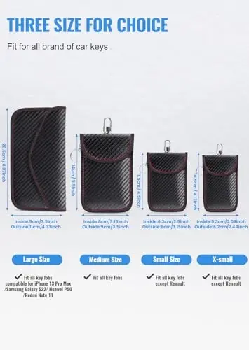 Lanpard kalit fob uchun Faraday sumkasi (2 dona), Faraday qafas himoyachisi, Avtomobil RFID signalini blokirovka qiluvchi kalit fob himoyachisi, Ikki qatlamli ekranlangan uglerod tolali material o'g'irlikka qarshi Faraday hamyoni - LANPARD (1)