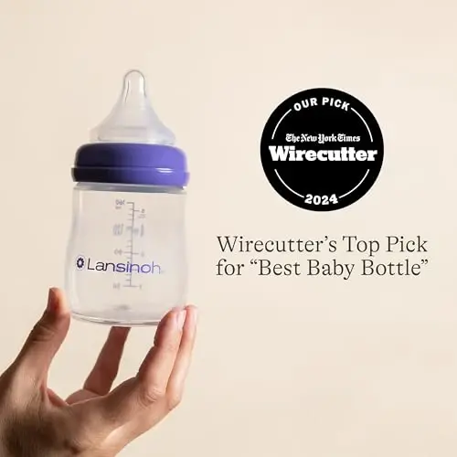 Lansinoh Anti-Colic Baby Bottles for Breastfeeding Babies, 5 Ounces, 3 Count, Includes 3 Slow Flow Nipples, Size S - 4