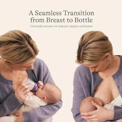 Lansinoh Anti-Colic Baby Bottles for Breastfeeding Babies, 8 Ounces, 3 Count, Includes 3 Medium Flow Nipples, Size M - 6