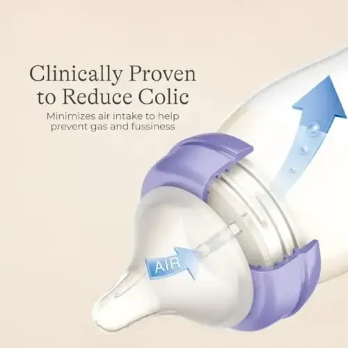 Lansinoh emizikli bolalar uchun Anti-Colic bolalar shishalari, 8 unsiyalik, 3 dona, 3 dona o'rta oqimli so'rg'ich bilan birga, M o'lchami - 5