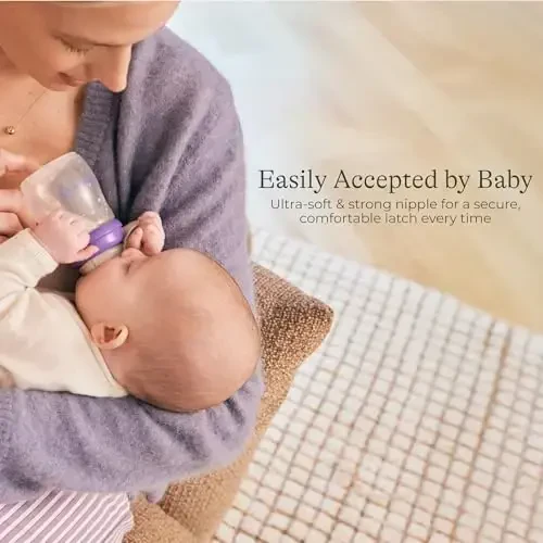 Lansinoh emizikli bolalar uchun Anti-Colic chaqaloqlar shishasi, 5 unsiyalar, 1 dona, 1 dona sekin oqimli so'rg'ich, S o'lchami va yig'ma qopqoqni o'z ichiga oladi - LANSINOH (1)