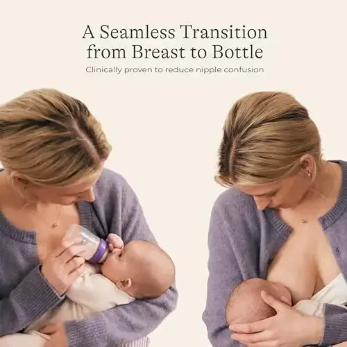 Lansinoh Anti-Colic Baby Bottles for Breastfeeding Babies, 5 Ounces, 3 Count, Includes 3 Slow Flow Nipples, Size S - 6