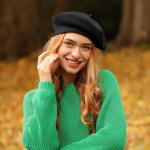 Lanzom jun aralash ayollar beret shapkasi Fransuzcha beret Qishki moda bir xil rangdagi shapka ayollar, qizlar va xonimlar uchun - 5