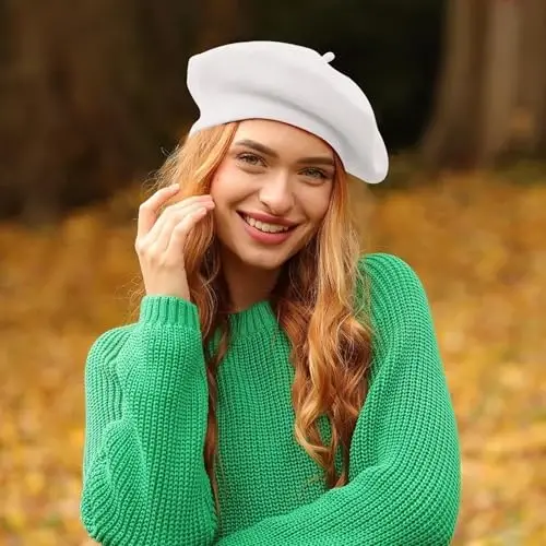 Lanzom jun yünü aralashgan ayollar beret shlyapasi. Fransiz beret kepkasi. Qishki moda. Bir rangli shlyapa ayollar va qizlar uchun. - 4
