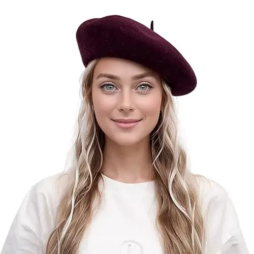 Lanzom Wool Blend Women Beret Hat French Beret Cap Winter Fashion Solid Color Hat for Women Girls Lady 