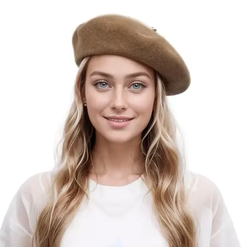 Lanzom Wool Blend Women Beret Hat French Beret Cap Winter Fashion Solid Color Hat for Women Girls Lady - 1