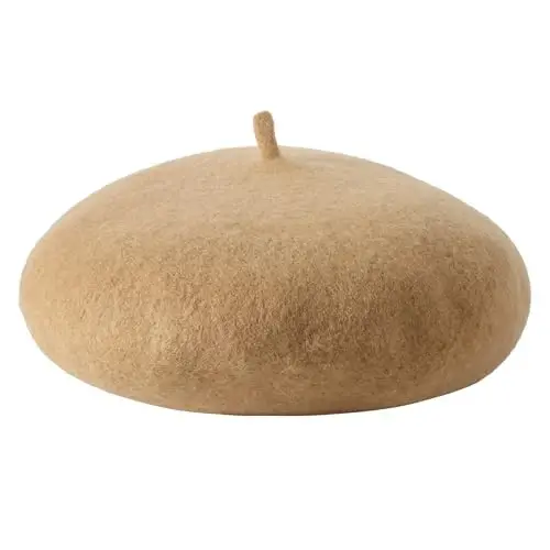 Lanzom Wool Blend Women Beret Hat French Beret Cap Winter Fashion Solid Color Hat for Women Girls Lady - 2