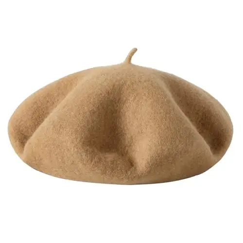Lanzom Wool Blend Women Beret Hat French Beret Cap Winter Fashion Solid Color Hat for Women Girls Lady - 3