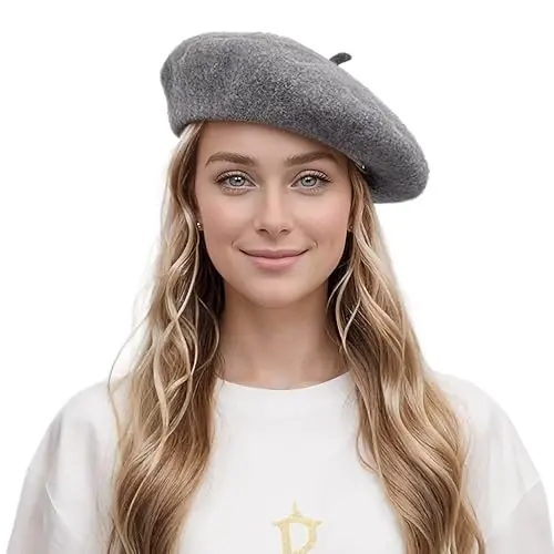 Lanzom Wool Blend Women Beret Hat French Beret Cap Winter Fashion Solid Color Hat for Women Girls Lady - LANZOM