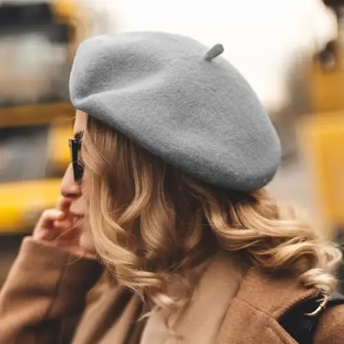 Lanzom Wool Blend Women Beret Hat French Beret Cap Winter Fashion Solid Color Hat for Women Girls Lady - 6