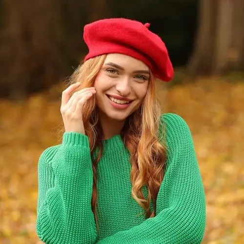 Lanzom Wool Blend Women Beret Hat French Beret Cap Winter Fashion Solid Color Hat for Women Girls Lady - 5