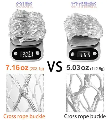 LAO XUE Basketball Net Outdoor,(7.16 oz) 12 Loops Professional Heavy Duty Basketball Net Replacement,All Weather Anti Whip,Suitable for Outdoor Standard 12 Loops Basketball Hoop - 2