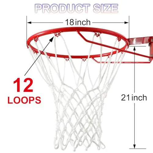 LAO XUE Basketball Net Outdoor,(7.16 oz) 12 Loops Professional Heavy Duty Basketball Net Replacement,All Weather Anti Whip,Suitable for Outdoor Standard 12 Loops Basketball Hoop - 3