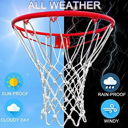 LAO XUE Basketball Net Outdoor,(7.16 oz) 12 Loops Professional Heavy Duty Basketball Net Replacement,All Weather Anti Whip,Suitable for Outdoor Standard Basketball Hoop - 4